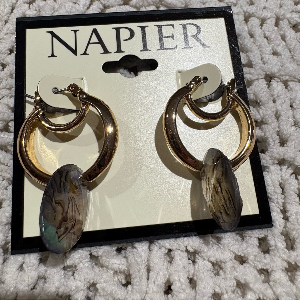 Gold And Black Hoop Earrings 10$